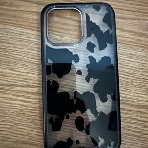 OtterBox Black and clear Cow Print iPhone 14pro max Case